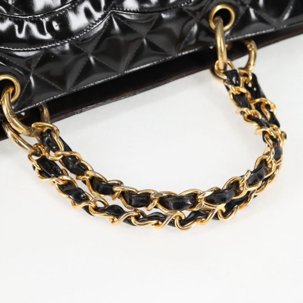 CHANEL Matelasse COCO Mark Chain Hand Bag Patent leather Black CC Auth 122351 - Picture 9 of 16